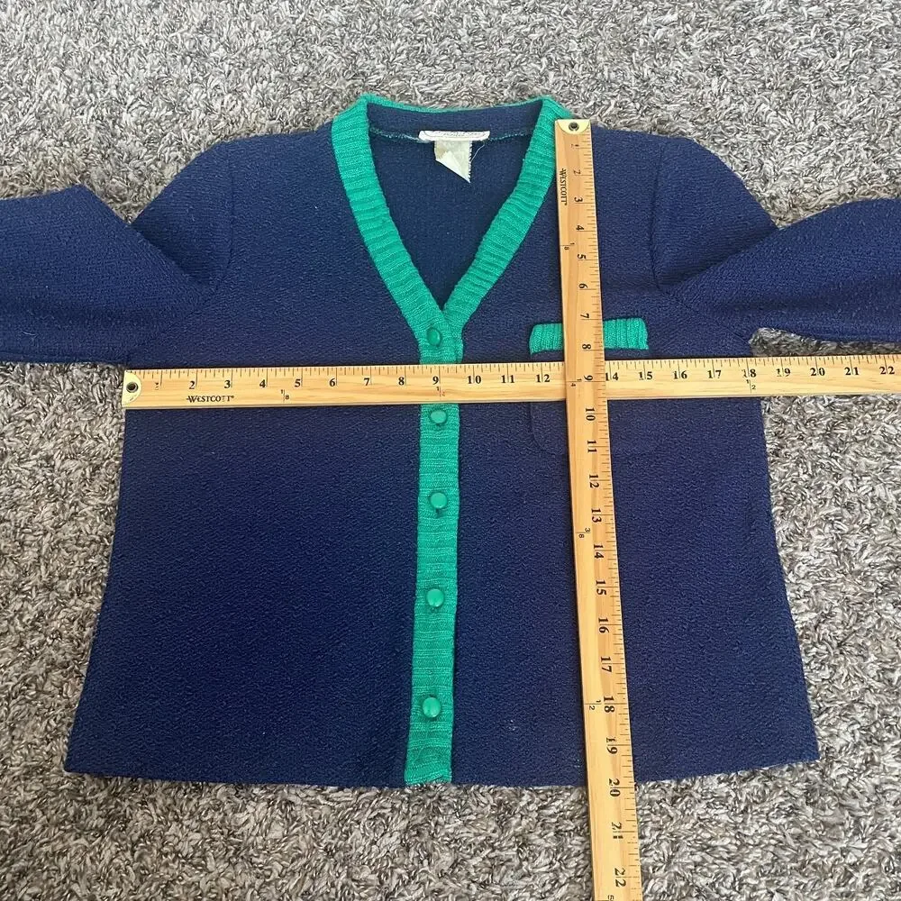 Vintage Skirt Set Size Small Navy Blue Knit Cardigan Retro Minimal Academia Twee